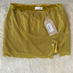 Meshki Marlena Glomesh Mini Skirt - Chartreuse - S